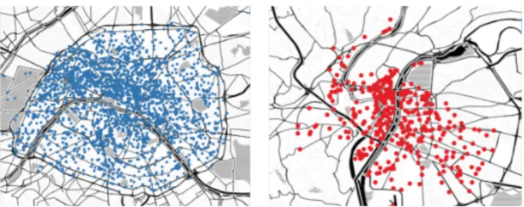 Fig. 8: Antenna deployments in the target regions. Left: large metropolis. Right: medium-sized city.