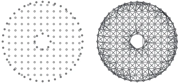 Fig. 8.4 . The point cloud and the neighborhood pairs with 165 points (the coarsest point cloud).