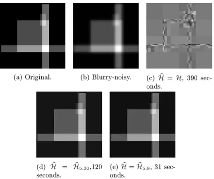 Figure 6: Blind deblurring experiment with dierent estimated subspaces. 6c: