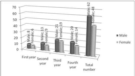 Fig. 3.3 Percentages of students by year of study  