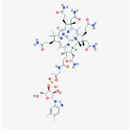 Figure  1.  Structure  de  la  vitamine  B12  (C 63 H 88 CoN 14 O 14 P).  Source :  http://pubchem.ncbi.nlm.nih.gov