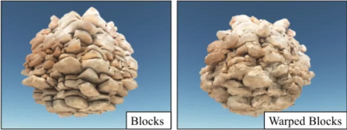 Fig. 10 Tabular block tile without warping (left) and after gradient-based warping (right): this new operator allows to create highly detailed blocks without holes.