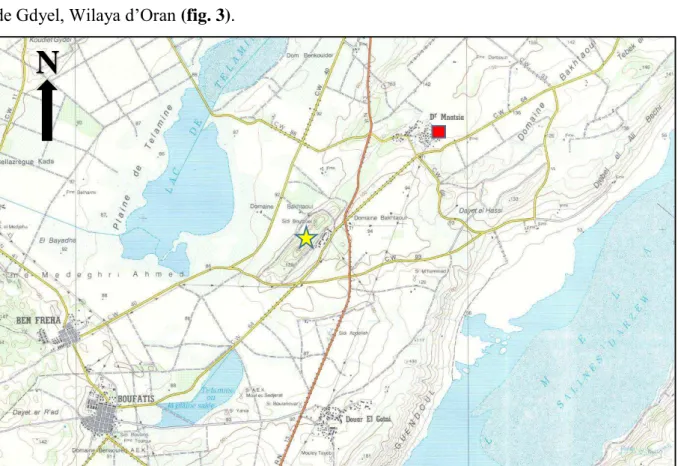 Figure 3 : Situation du site de Menatsia (Extrait de la carte topographique de la feuille de Sig  au 1/50000
