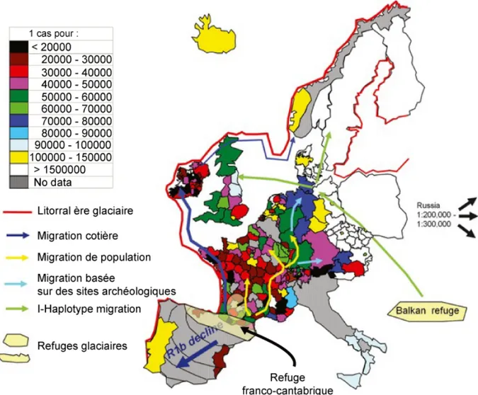 Figure 2 : Gradient de prévalence de l’ataxie de Friedreich en Europe. 