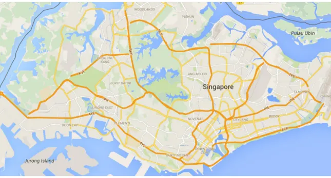 Figure 4-2: Singapore Road Network (source: Google Maps, 2016 )