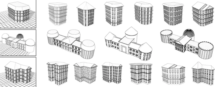 Figure 16: Variability. Our system can automatically change snippets and snippet parameters to yield model variation