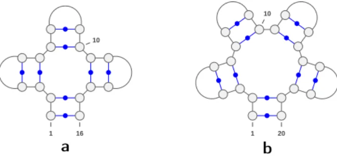 Fig. 4 Examples of two saturated structures, one satisfying conditions of R4 (a.) and one that does not (b.)
