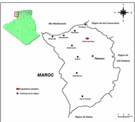 Figure 25 : Carte de Tlemcen et sa situation géographique 52 .  