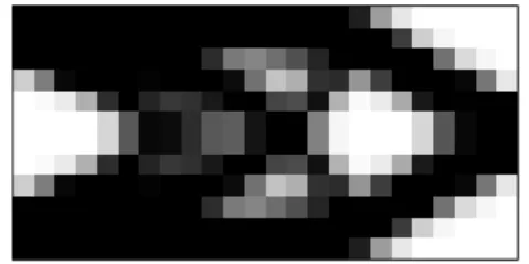 Fig. 3: Design domain of a 2 × 1 clamped beam with a volume fraction of 0.7.