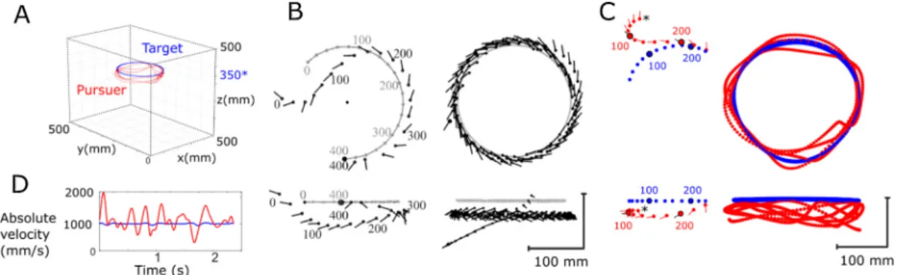 Fig. 6. Preliminary results: Example of fast capture and long pursuit characterization
