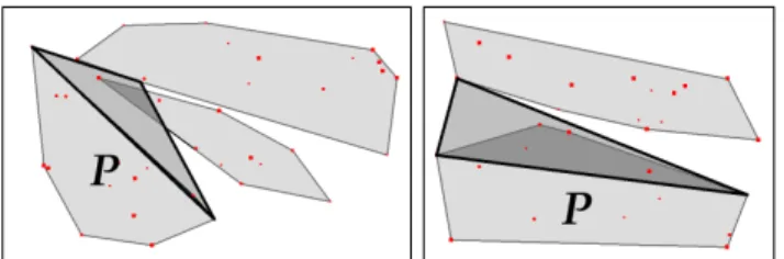 Fig. 2. Data from running partitioning algorithm. (left) Initial configuration and (right) after 26 time-steps on a set of point-masses with random location and mass