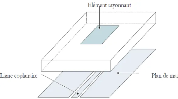 Figure I.9 : Alimentation par guide d’onde coplanaire. 