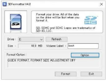 Figure II.18 Interface du SDFormatter 