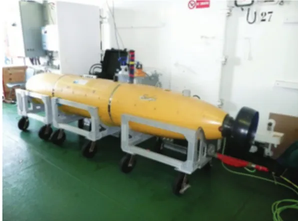 Figure 1: One of the Bluefin 21  AUVs operated by the MIT Laboratory for Autonomous Marine Sensing Systems.