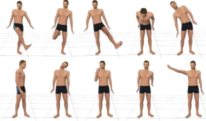 Figure 5: Different postures of the video guide. The video was generated using an avatar animated from motion capture data