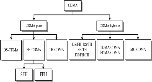 Figure 1.4 :  Différentes techniques CDMA. 