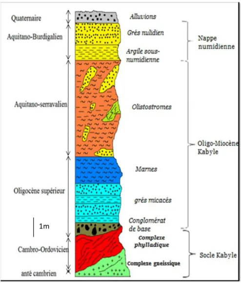 Fig. II.6.Colonne litho stratigraphique  du bassin de M’harka (Mer Rouikha, 2015). 