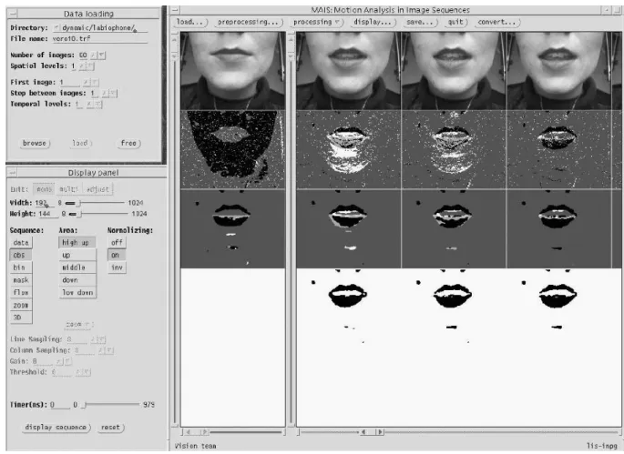 Fig. 3.16 - Interface MAIS: la fen^etre de visualisation gauche sert a l'achage dynamique des sequences, celle de droite a l'achage statique des images