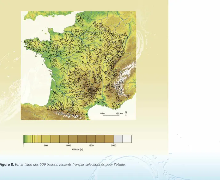 Figure 8. Echantillon des 609 bassins versants français sélectionnés pour l’étude.