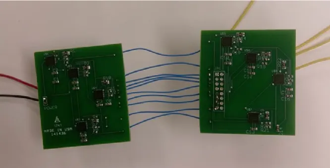 Figure 3-1: The first board, which contained eight magnetic field sensors and no voltage detection hardware.