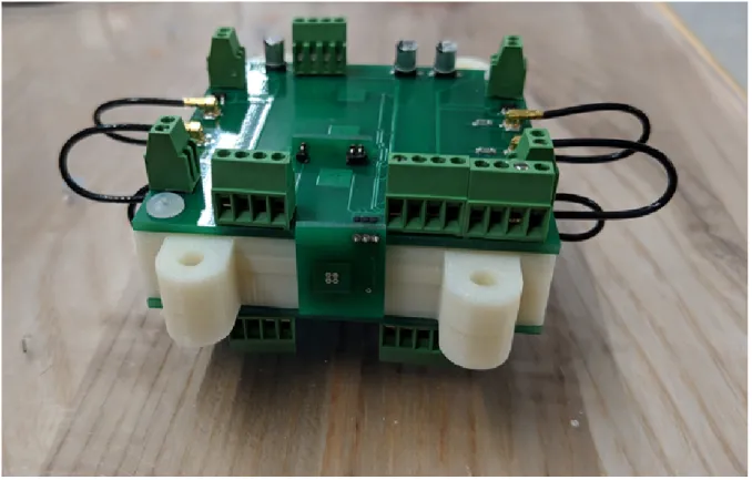 Figure 3-4: The third version of the detector, which contains 10 magnetic field sensors, including 4 vertically oriented sensors, and voltage hardware.