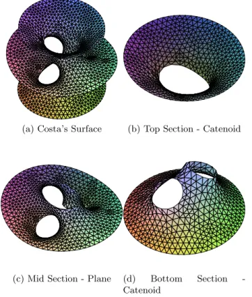 Figure 4: Costa Surface and its Disassembled Parts [30]