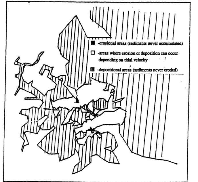Figure  4.9 Delineation of erosional and depositonal  areas based on Case 1 with ,=0.3  N/m 2
