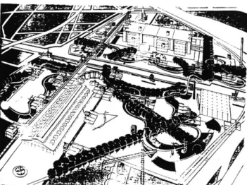 Figure  4-5.  An  axonometric  view  of  La  Villette.  The  design  blurs  the  distinction between  the  city and  the park