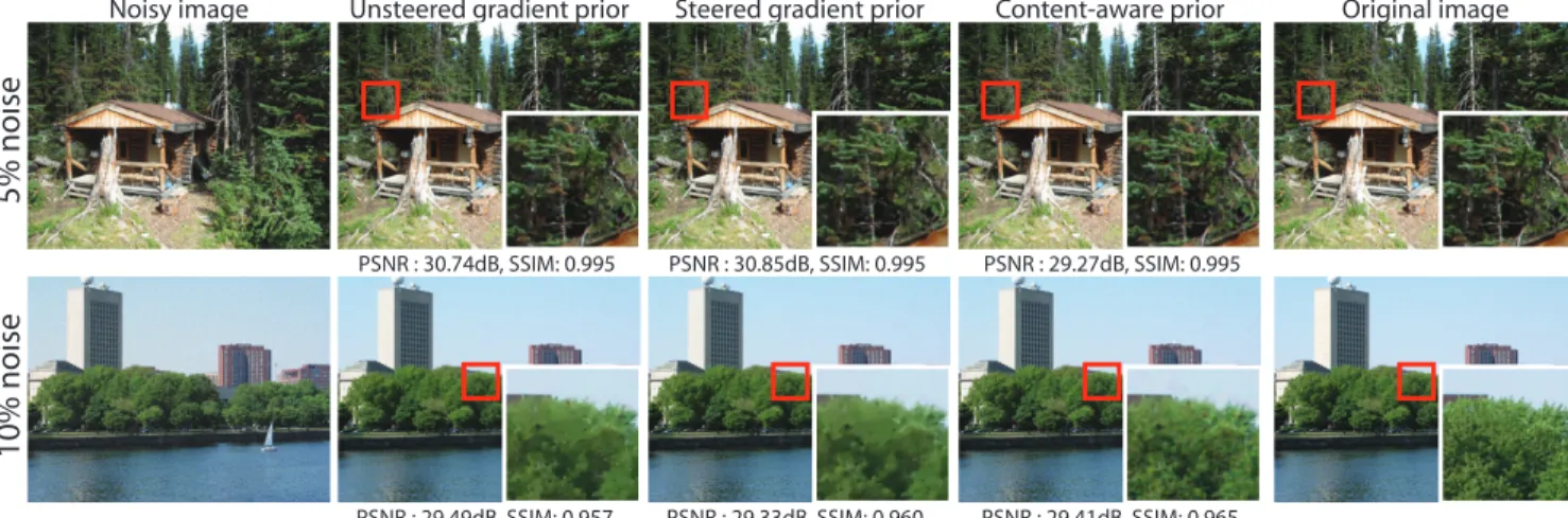 Figure 9. The visual comparisons of denoised images. The red box denotes the cropped region