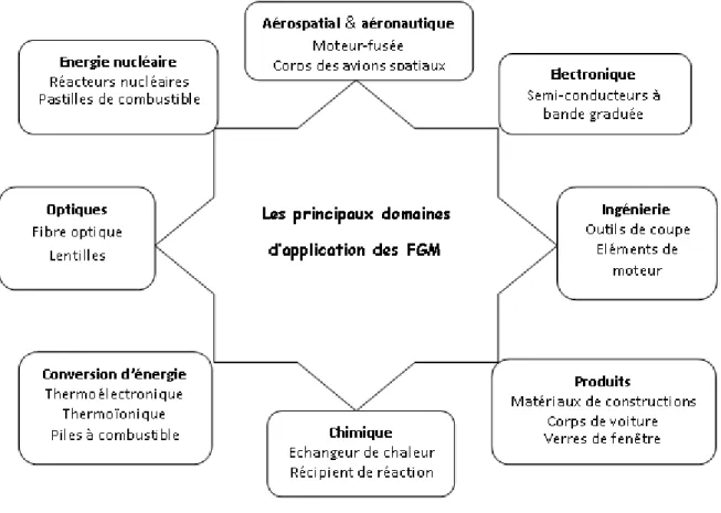 Figure I.5. Les principaux domaines d’application des FGM. [40] 