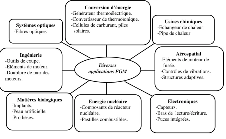 Figure I.4 : Les principaux domaines d’application des FGM 