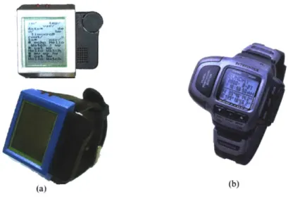 Figure  2-1:  The  IBM  Linux  watch  (a)  and  Casio  watch  equipped  with  GPS  receiver (b)