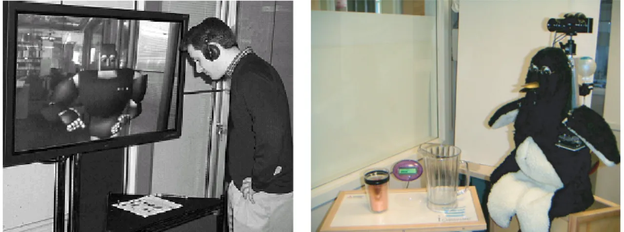 Figure 1-1: Two examples of modern interactive systems. MACK (left) was designed to study face-to-face grounding [69]