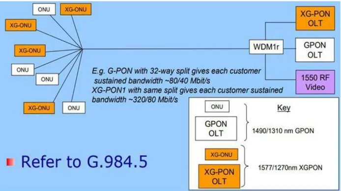 Figure II.13 : Exemple de migration du GPON au XG-PON1. 