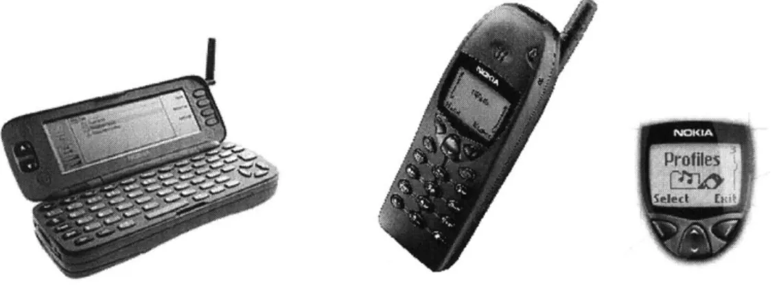 Figure  2.1:  Nokia's digital cellular phones: the  9000 Communicator, with  built-in