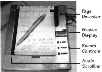Figure  2.2: A prototype  of the  Audio  Notebook, that allows  a  user to capture,  skim,  and browse  an audio recording  in conjunction  with notes written  on  paper.