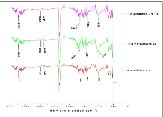 Figure III.18 : Spectres infrarouge des billes composites avant et après traitement 