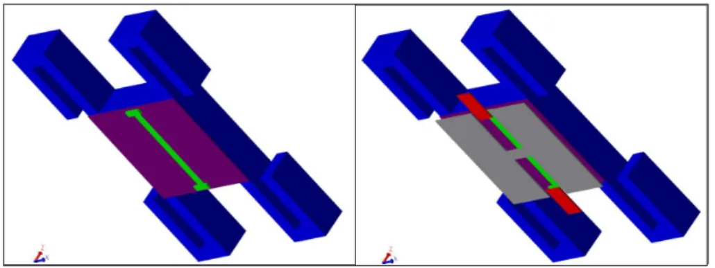 Fig. 8: The 3-D schematics of the 4-Terminal NEM Relay (exaggerated by 10× in z-direction)