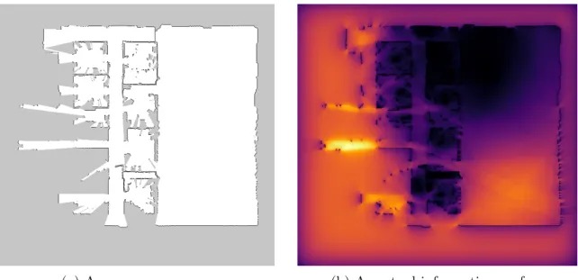 Figure 5-1: Mutual Information in an Incomplete Map of MIT’s Building 31 Occupied space occludes light since no information gain be gained about unknown space through a solid object