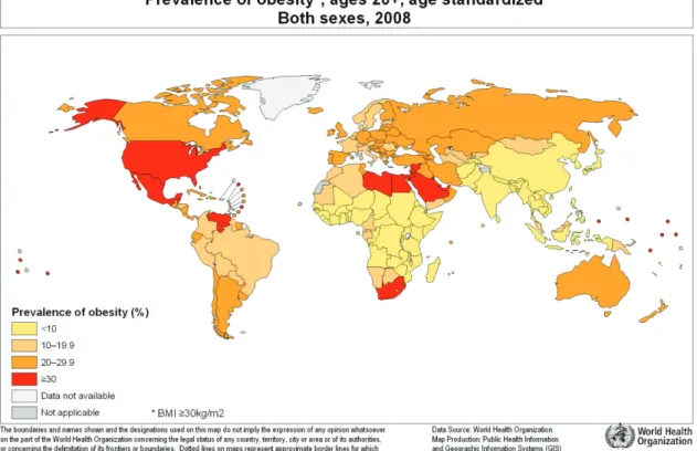 Figure 1 : Prévalence mondiale de l’obésité  