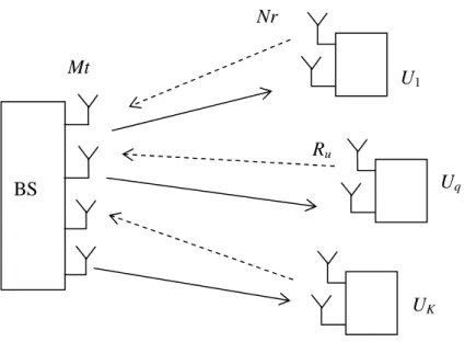 Figure 4.1:  Block diagram of Single Cell  Multi User MIMO. 