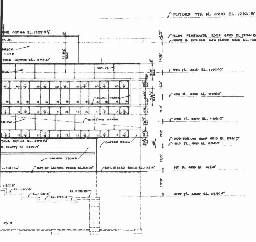 Figure 16. Elevation ouest, Remarquez la simplicite dans Ie calcul des assises verticales.