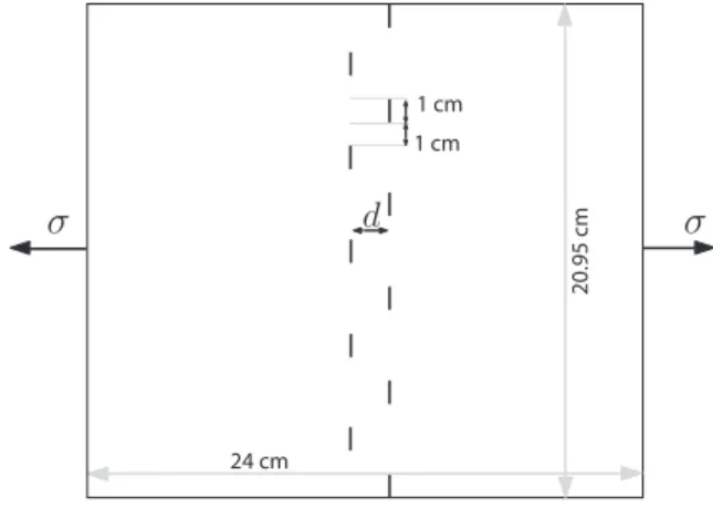 Fig. 1 – Geometry of the crack array initiated in the paper sample and the direction of the applied stress σ.