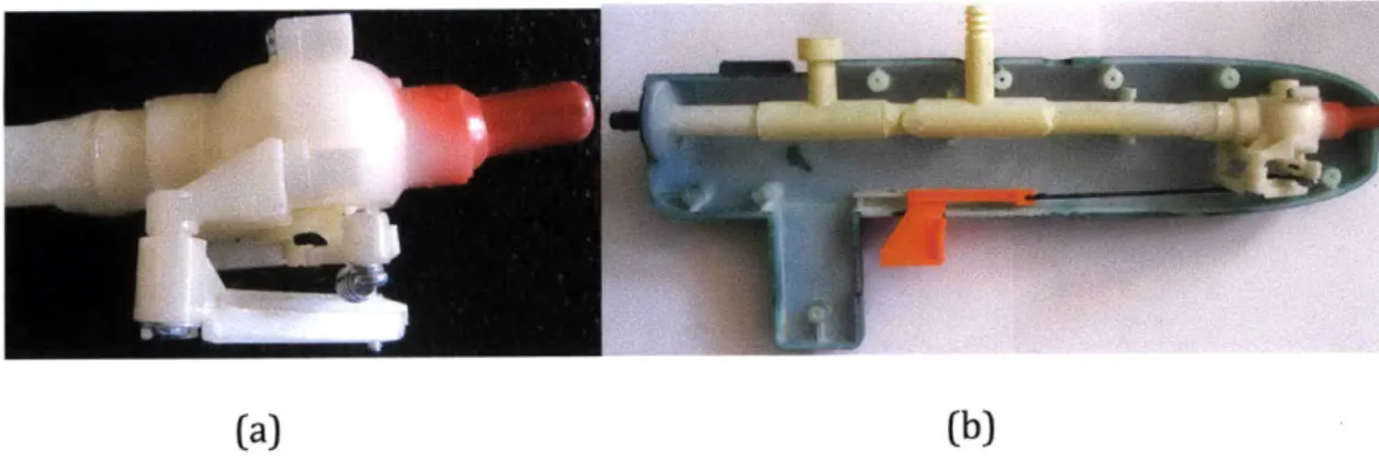 Figure 7: nozzle  (a)  and the internal structure with the water-storing  channel  (b)