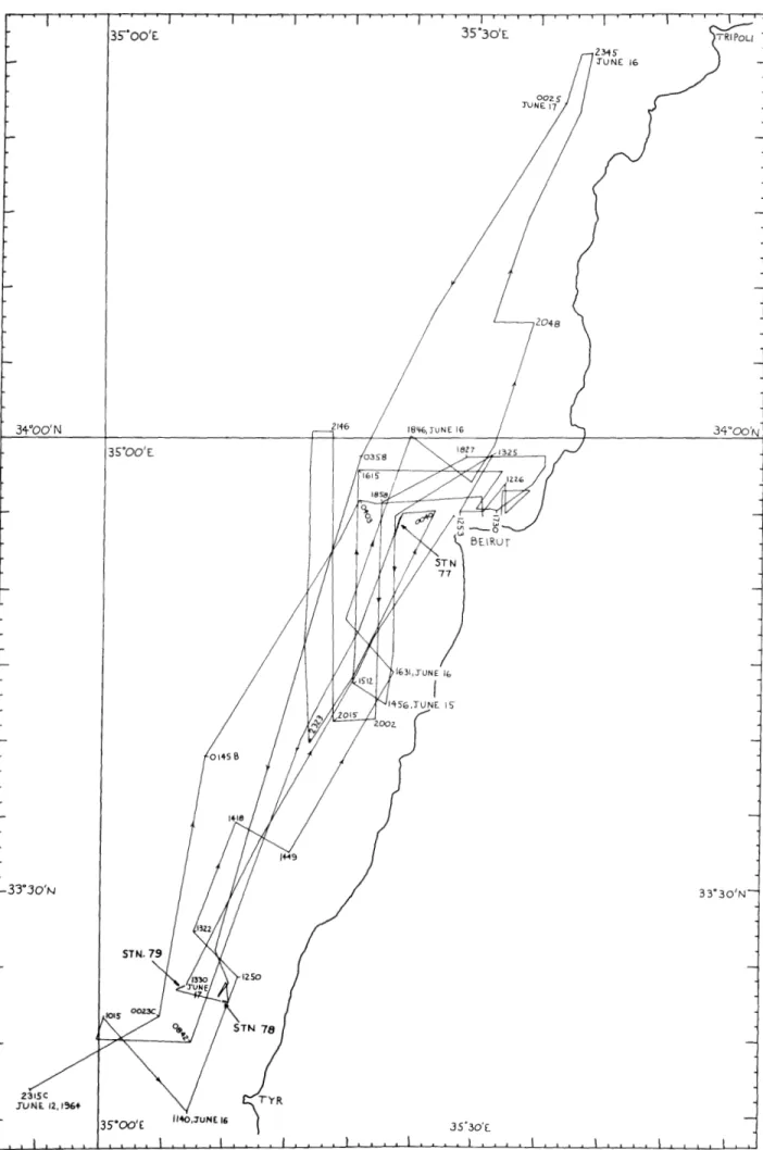 Figure  4.  Corrected  ship's  tracks  of  echo-sounding  survey.