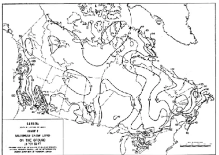 Figure 1. Carte du Code national du bâtiment (1960) montrant de neige au sol.