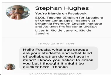 Figure 7 . Screenshot of the first contact with the telecollaborative partner. 