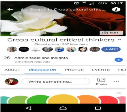 Figure 8. Screenshot for the „Cross cultural critical thinkers‟ group. 