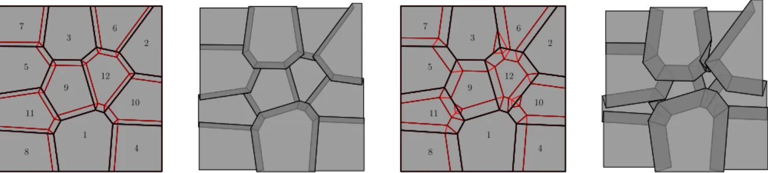 Figure 10. Origami tessellations made from a spiderweb graph through a limiting orderly squash