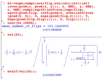 Figure 7: Screen copy of a Maple session fragment showing: